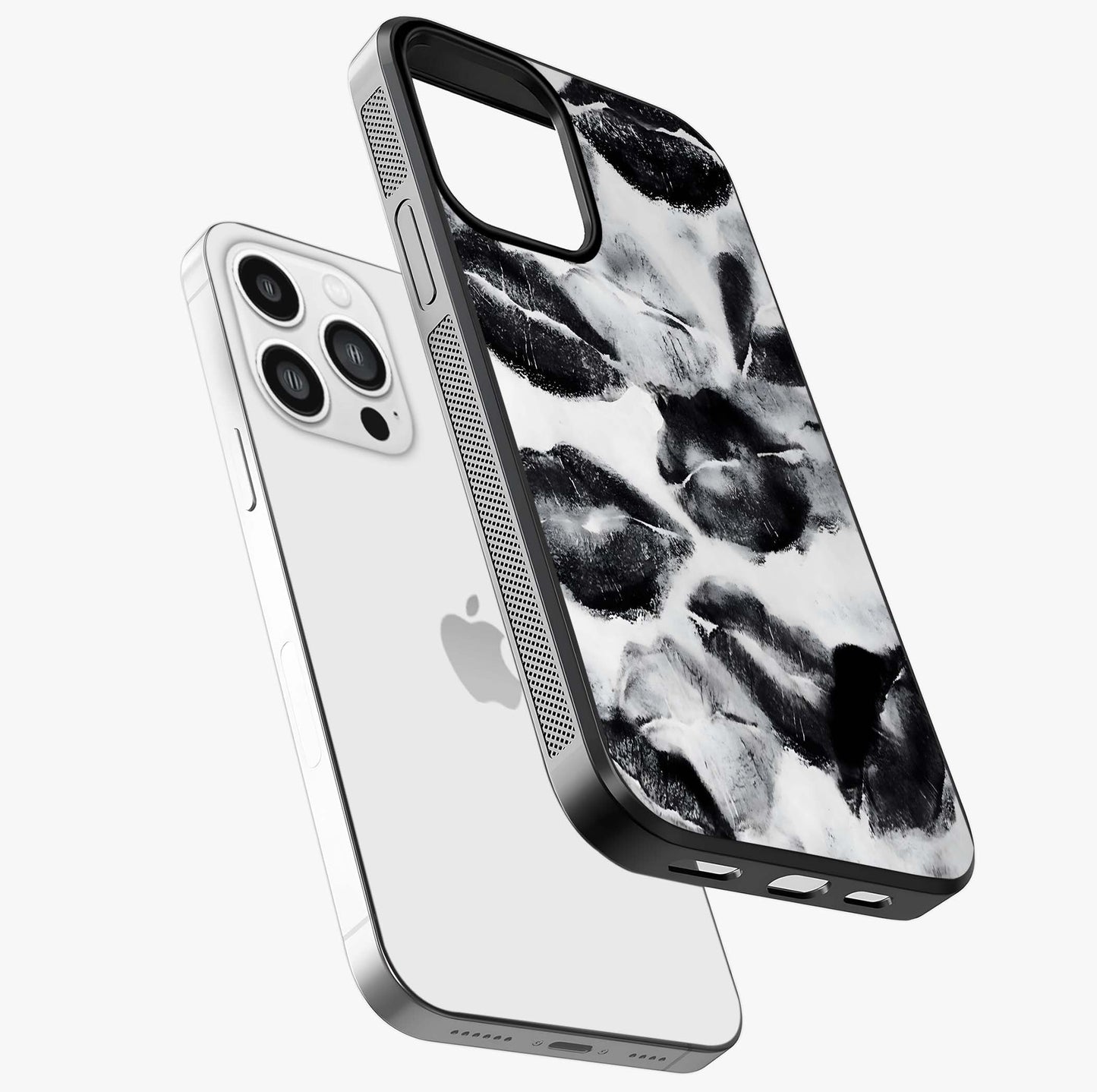 Midnight Kiss Marks Glass Case laid diagonally highlighting side profile, edges and glossy glass shine.