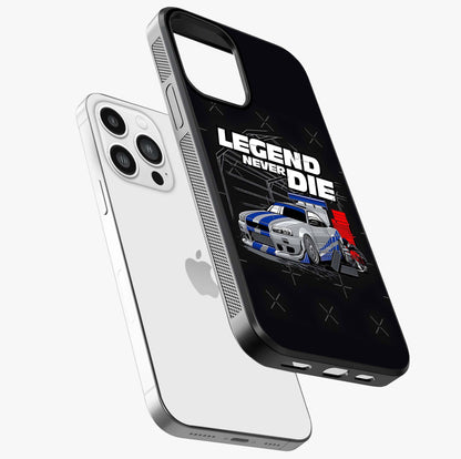 Midnight Racing Legacy Glass Case laid diagonally highlighting side profile, edges and glossy glass shine.