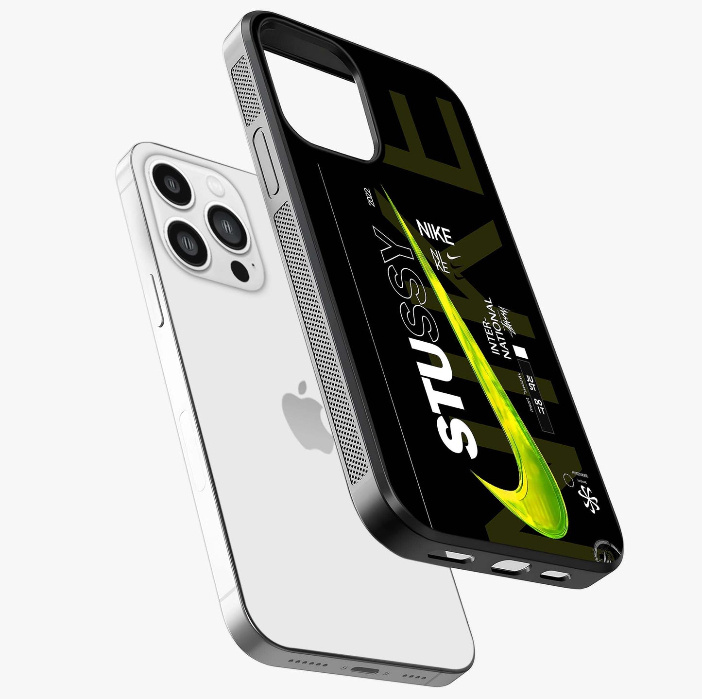Neon Street Edition Glass Case laid diagonally highlighting side profile, edges and glossy glass shine.