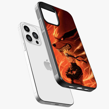 Nine Tails Legacy Glass Case laid diagonally highlighting side profile, edges and glossy glass shine.