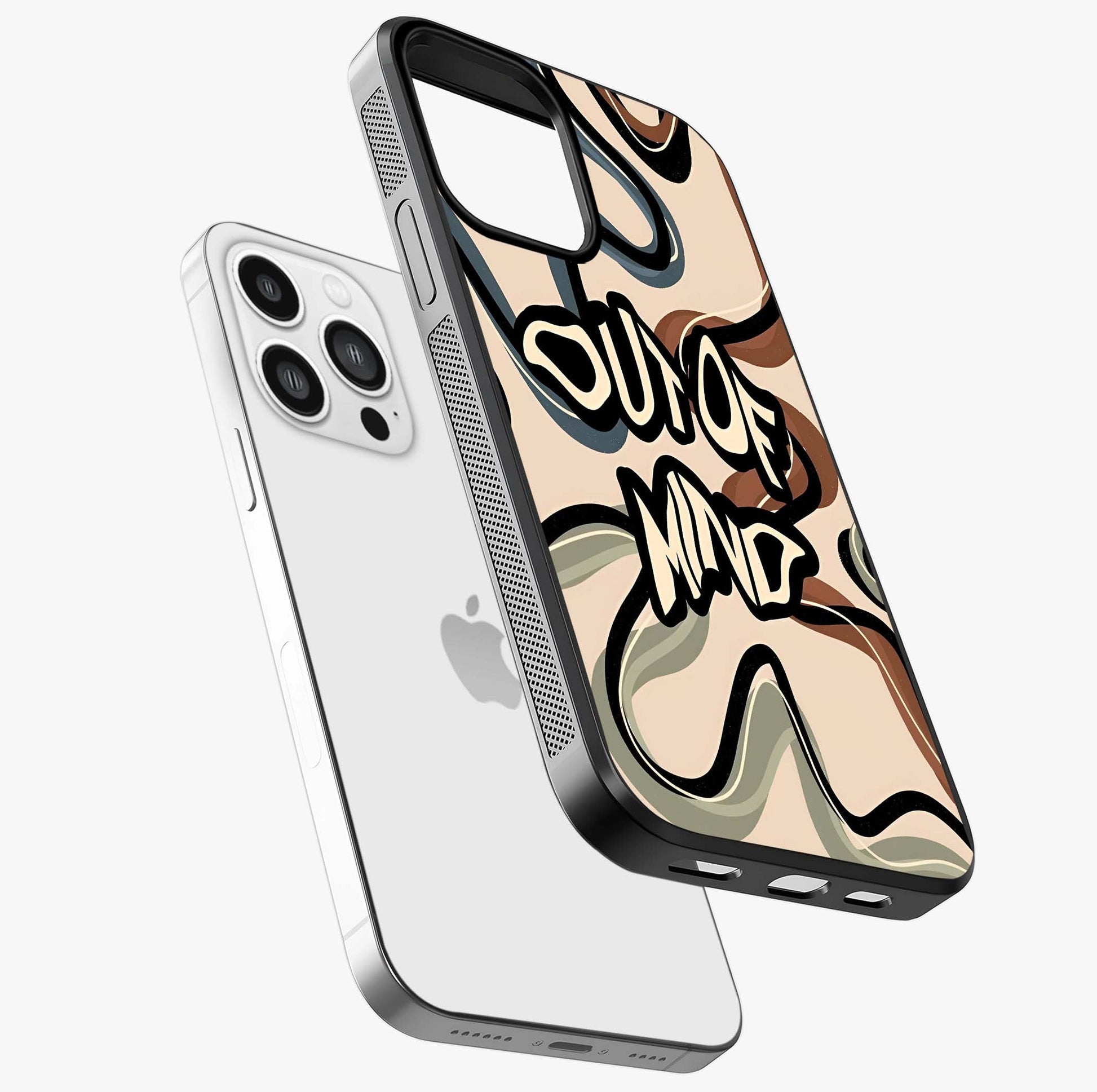 Out Of Mind Glass Case laid diagonally highlighting side profile, edges and glossy glass shine.