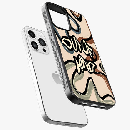 Out Of Mind Glass Case laid diagonally highlighting side profile, edges and glossy glass shine.