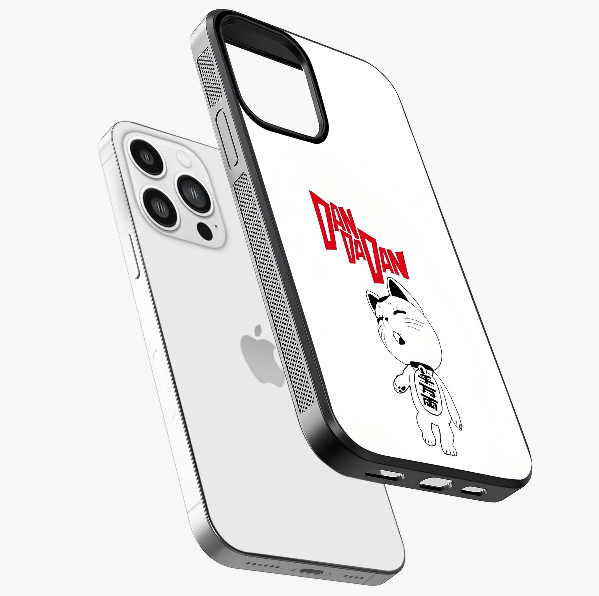 Playful Spirit Charm Glass Case laid diagonally highlighting side profile, edges and glossy glass shine.