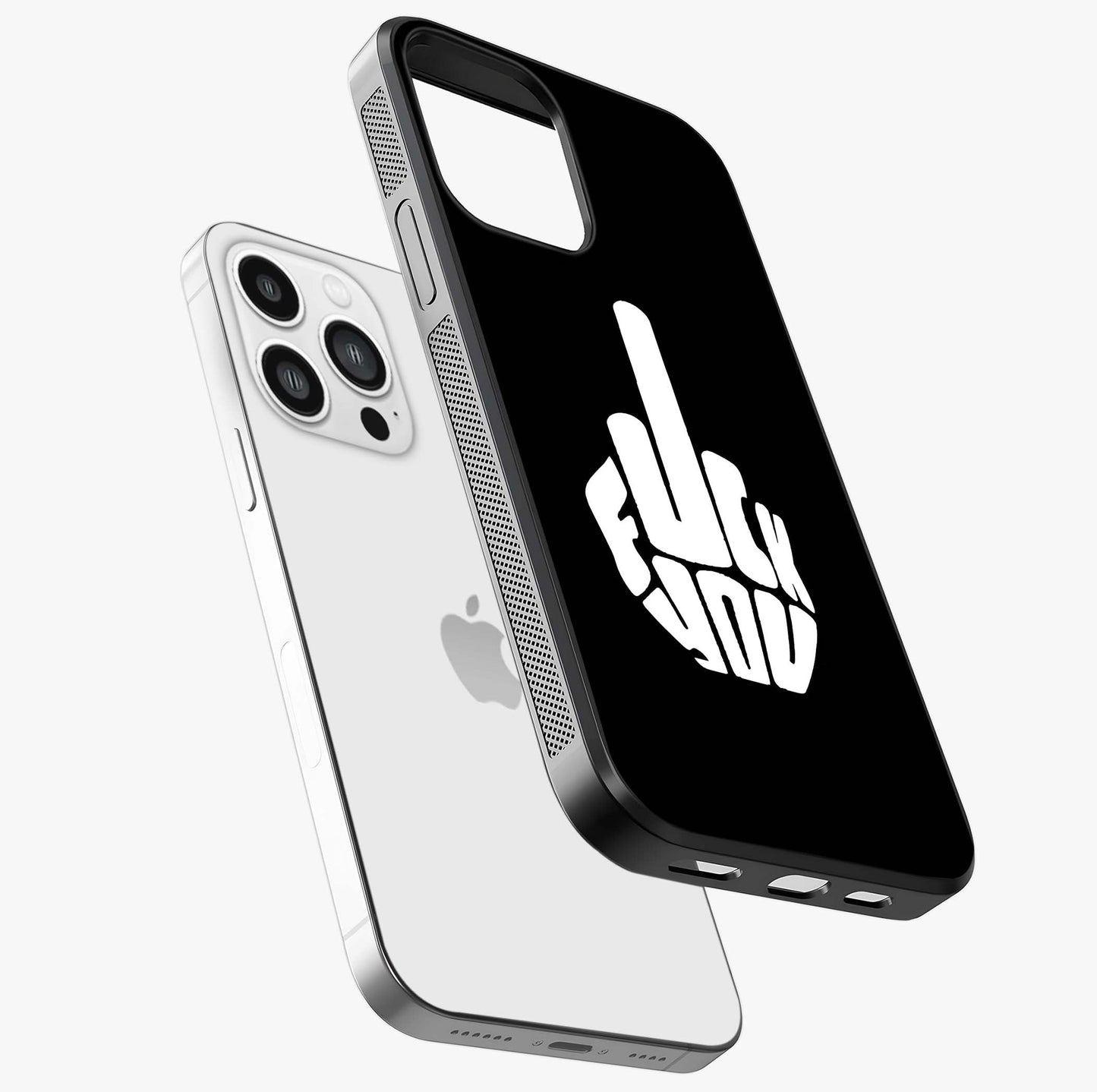 Rebel Mode On Glass Case laid diagonally highlighting side profile, edges and glossy glass shine.