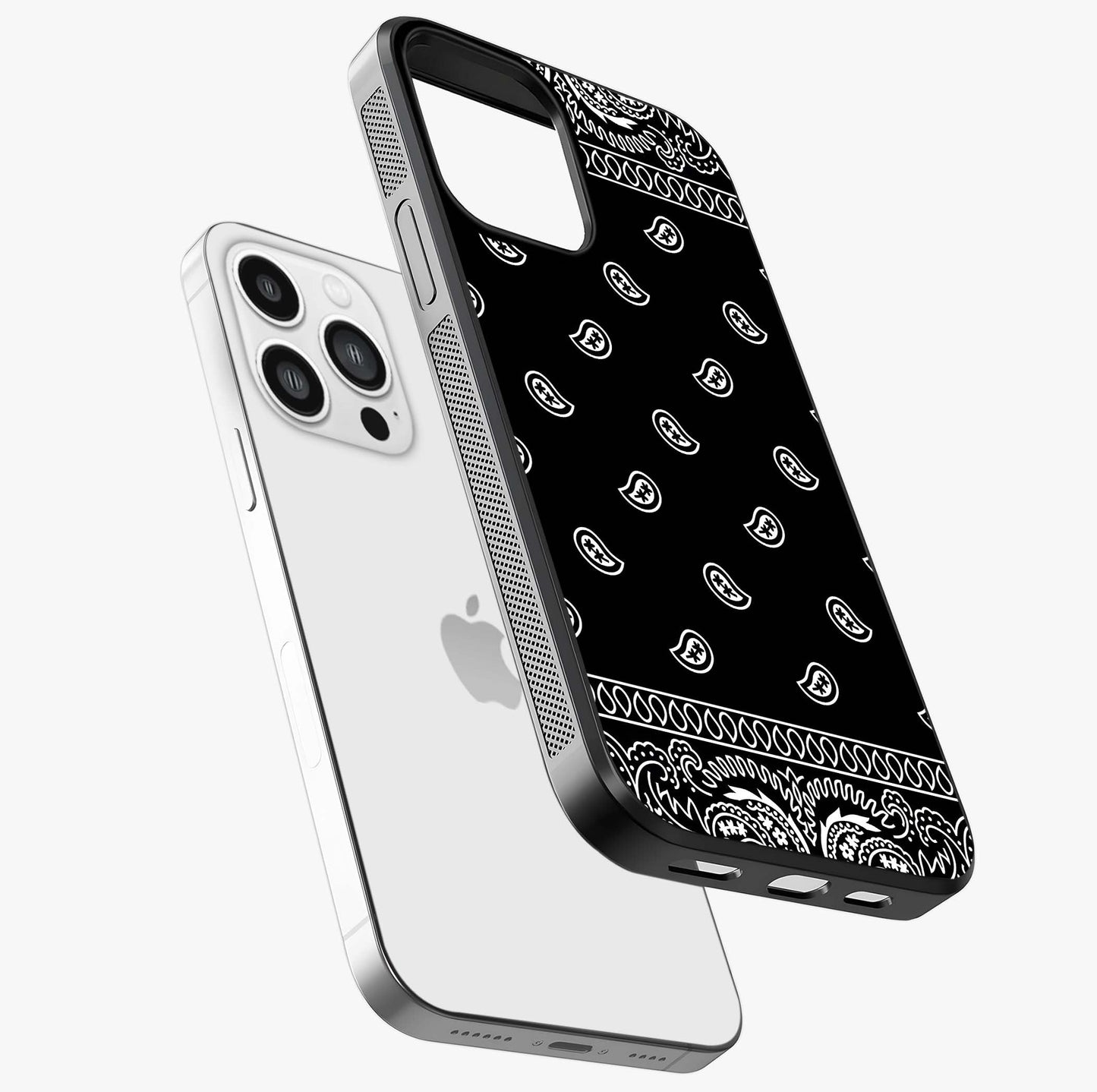 Retro Rebel Threads Glass Case laid diagonally highlighting side profile, edges and glossy glass shine.