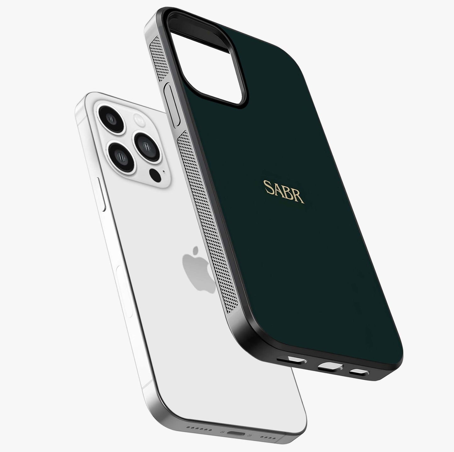 Sabr Minimal Patience Glass Case laid diagonally highlighting side profile, edges and glossy glass shine.