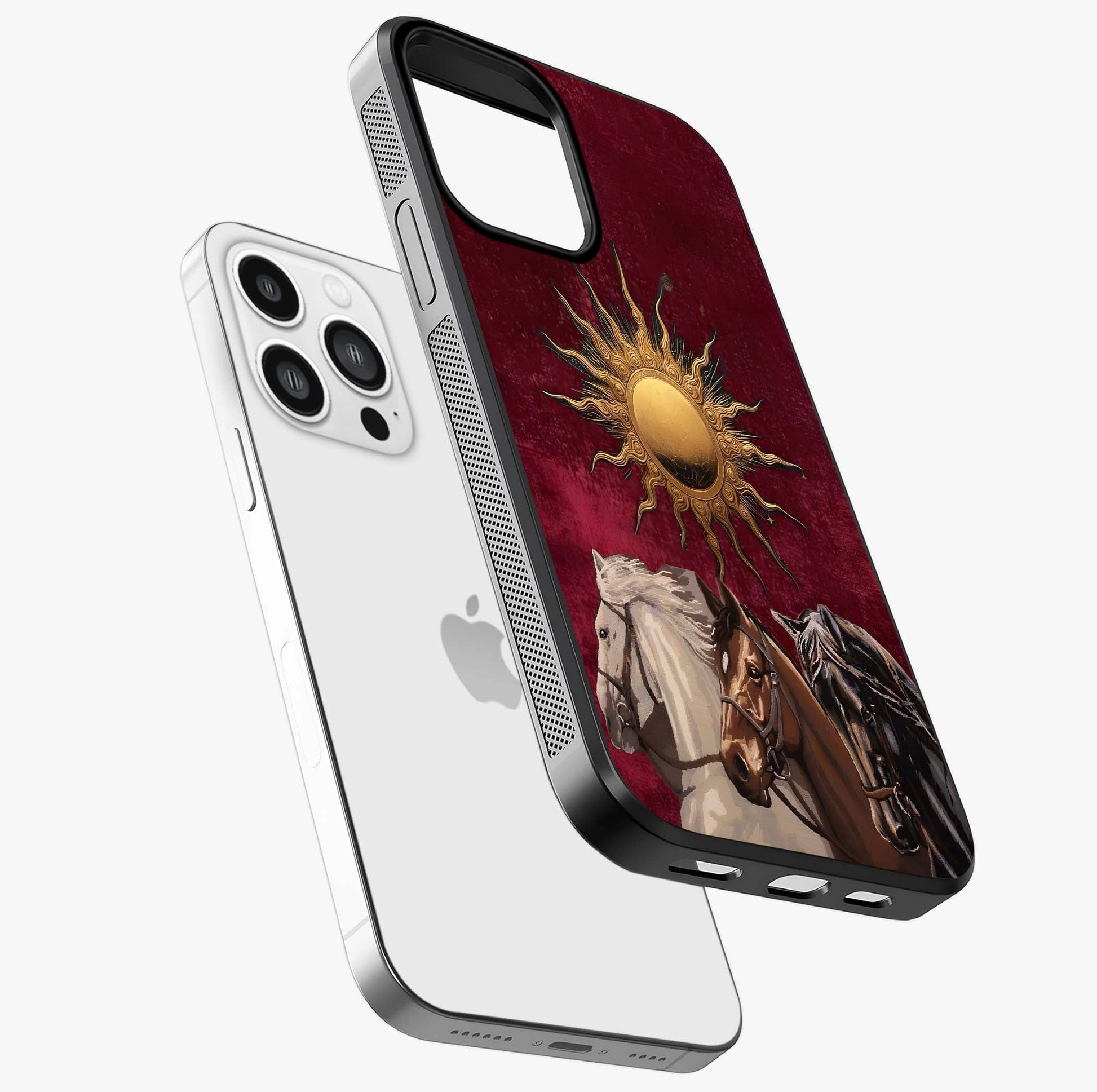 Solar Riders Glass Case laid diagonally highlighting side profile, edges and glossy glass shine.
