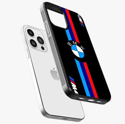 Turbo Bmw Beast Glass Case laid diagonally highlighting side profile, edges and glossy glass shine.