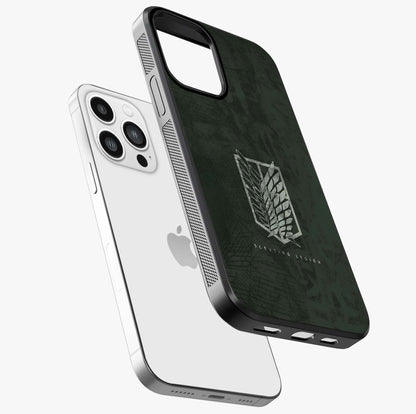 Wings Of Freedom Glass Case laid diagonally highlighting side profile, edges and glossy glass shine.