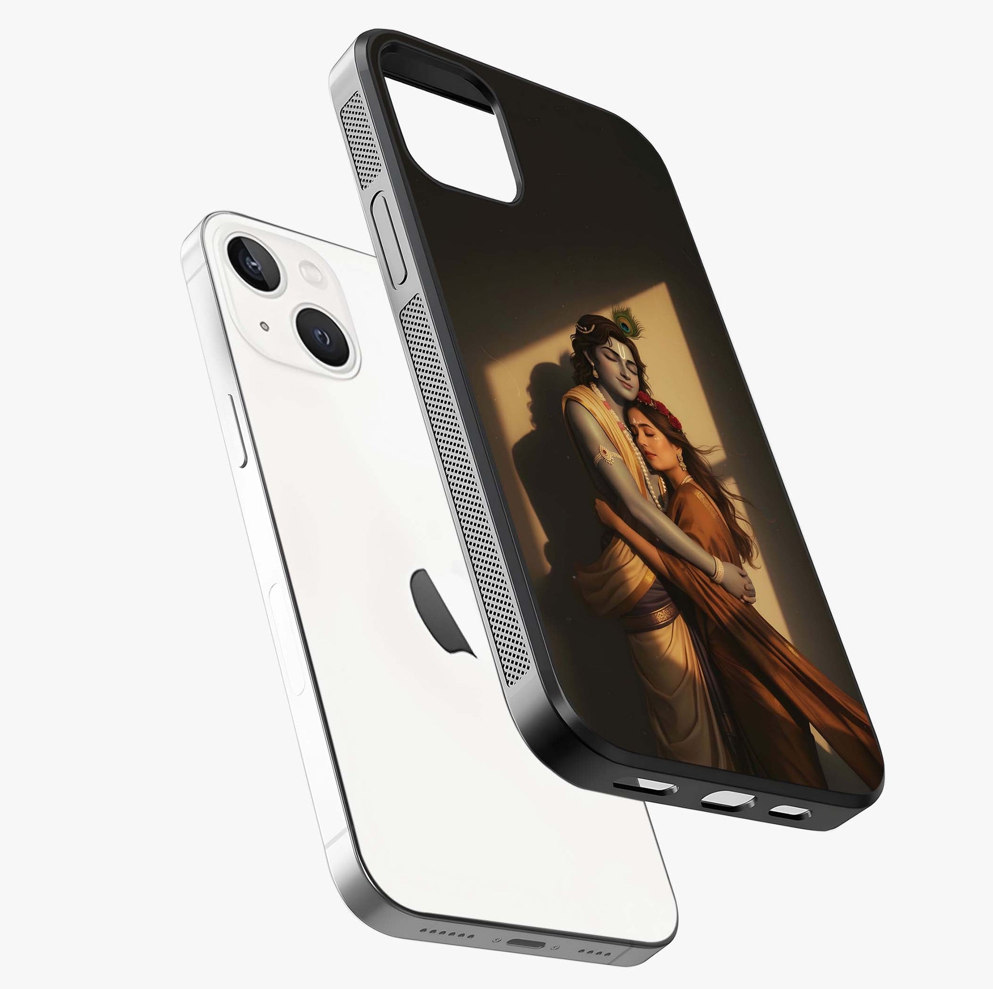 Divine Eternal Love Glass Case laid diagonally highlighting side profile, edges and glossy glass shine.
