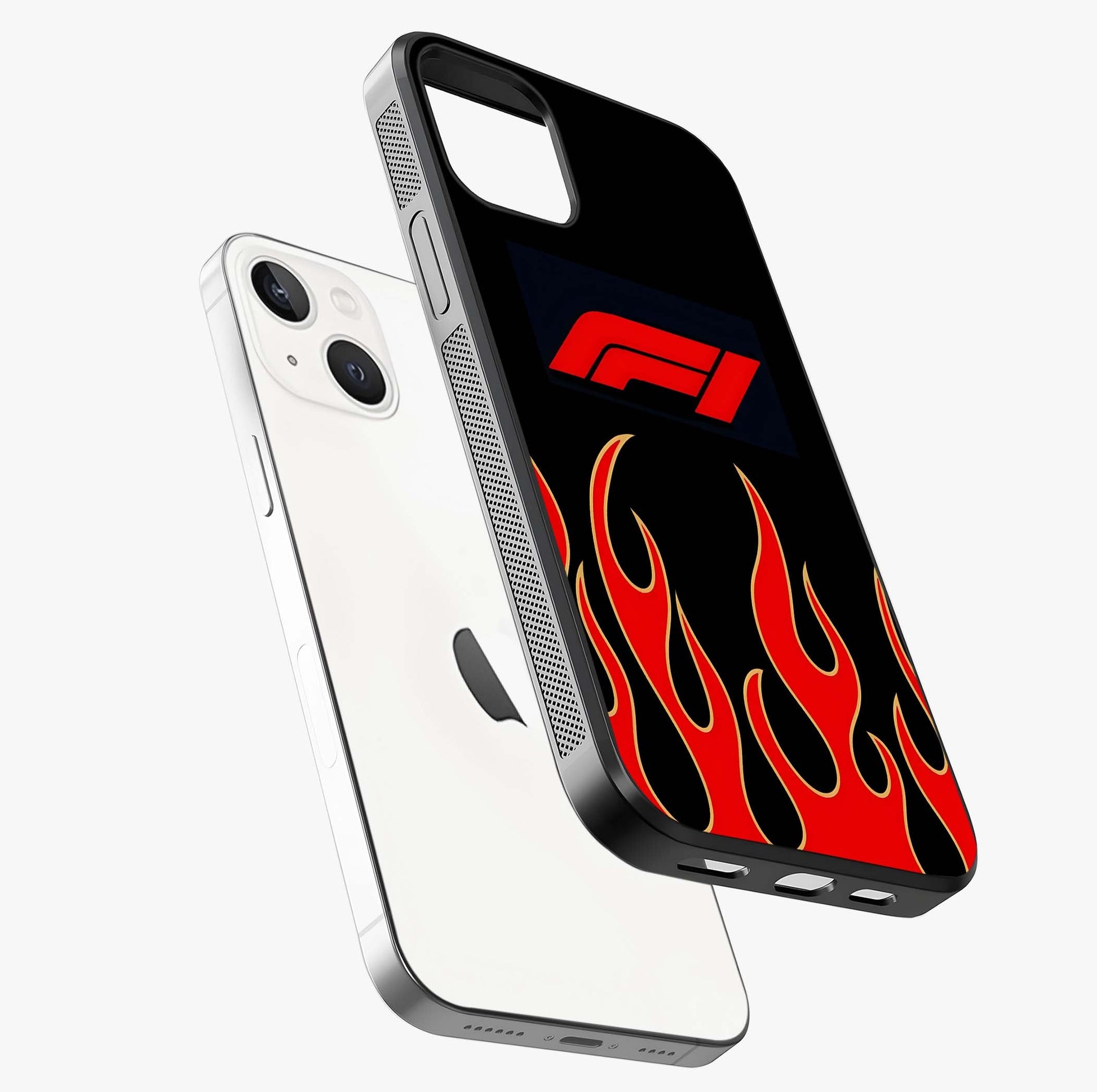 Fire F11 Glass Case laid diagonally highlighting side profile, edges and glossy glass shine.
