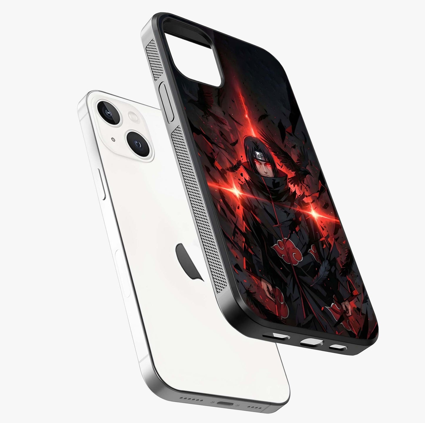 Focused Blade Discipline Glass Case laid diagonally highlighting side profile, edges and glossy glass shine.