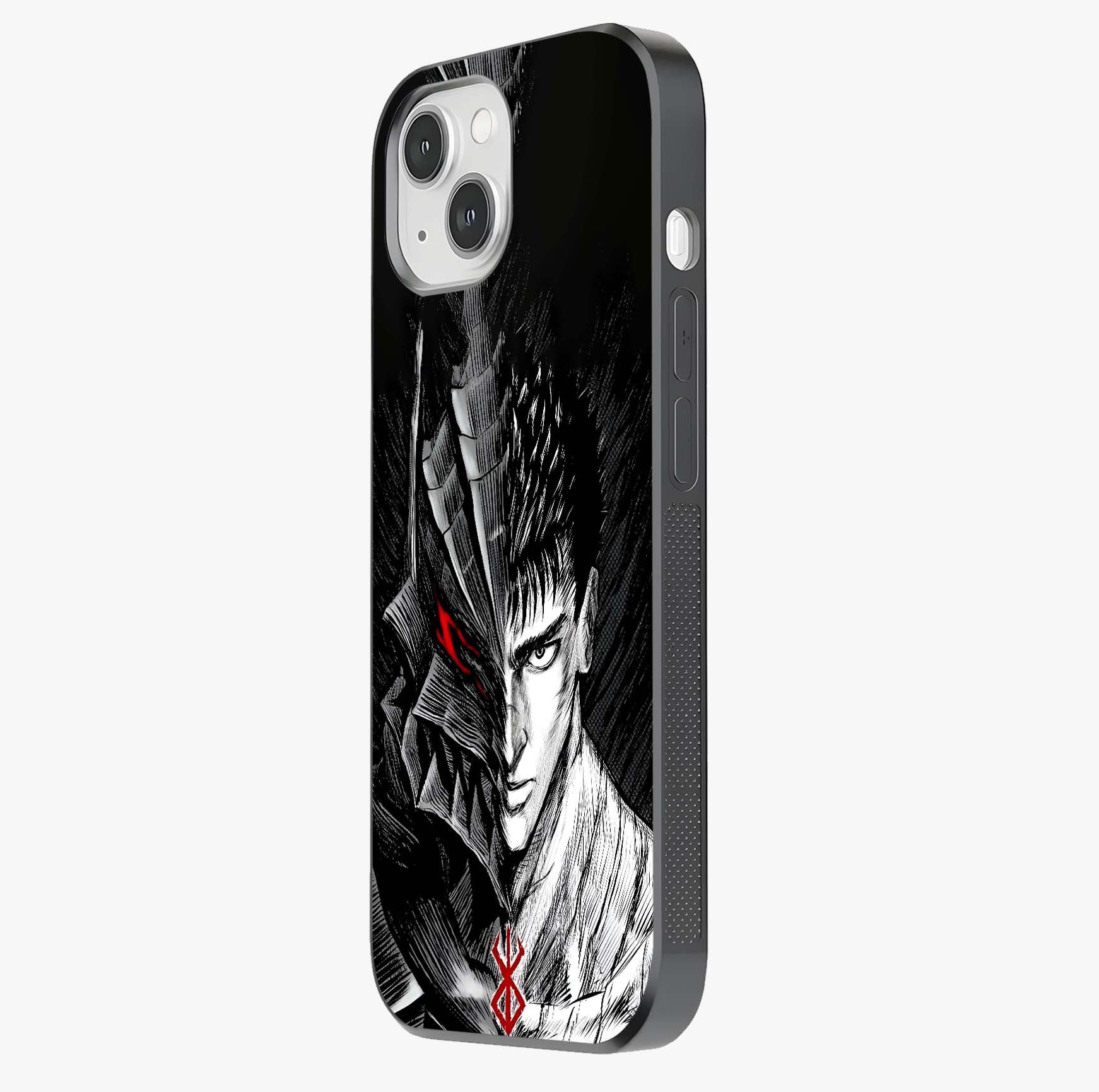 Berserker Blood Oath Glass Case photographed in natural light showing reflective finish and design depth.