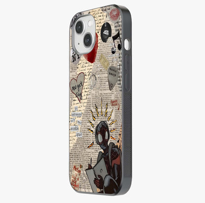 City Dream Sketch Glass Case photographed in natural light showing reflective finish and design depth.