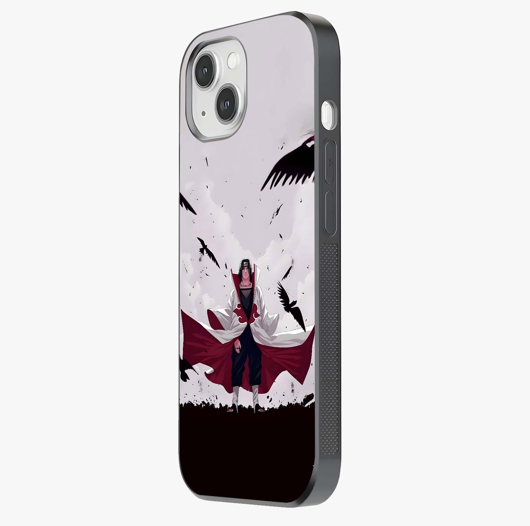 Crimson Crow Ascension Glass Case photographed in natural light showing reflective finish and design depth.