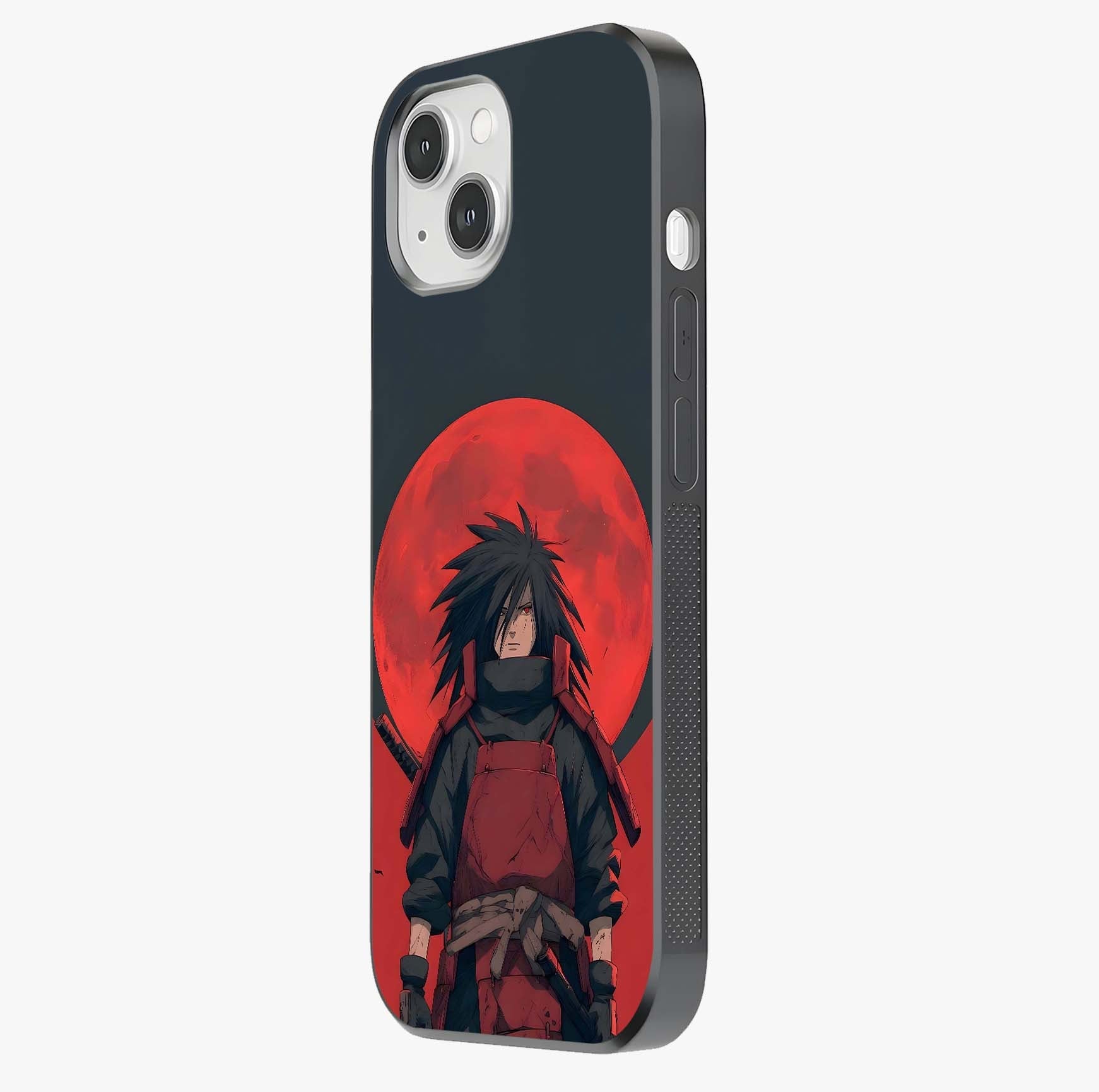 Crimson Moon Warlord Glass Case photographed in natural light showing reflective finish and design depth.
