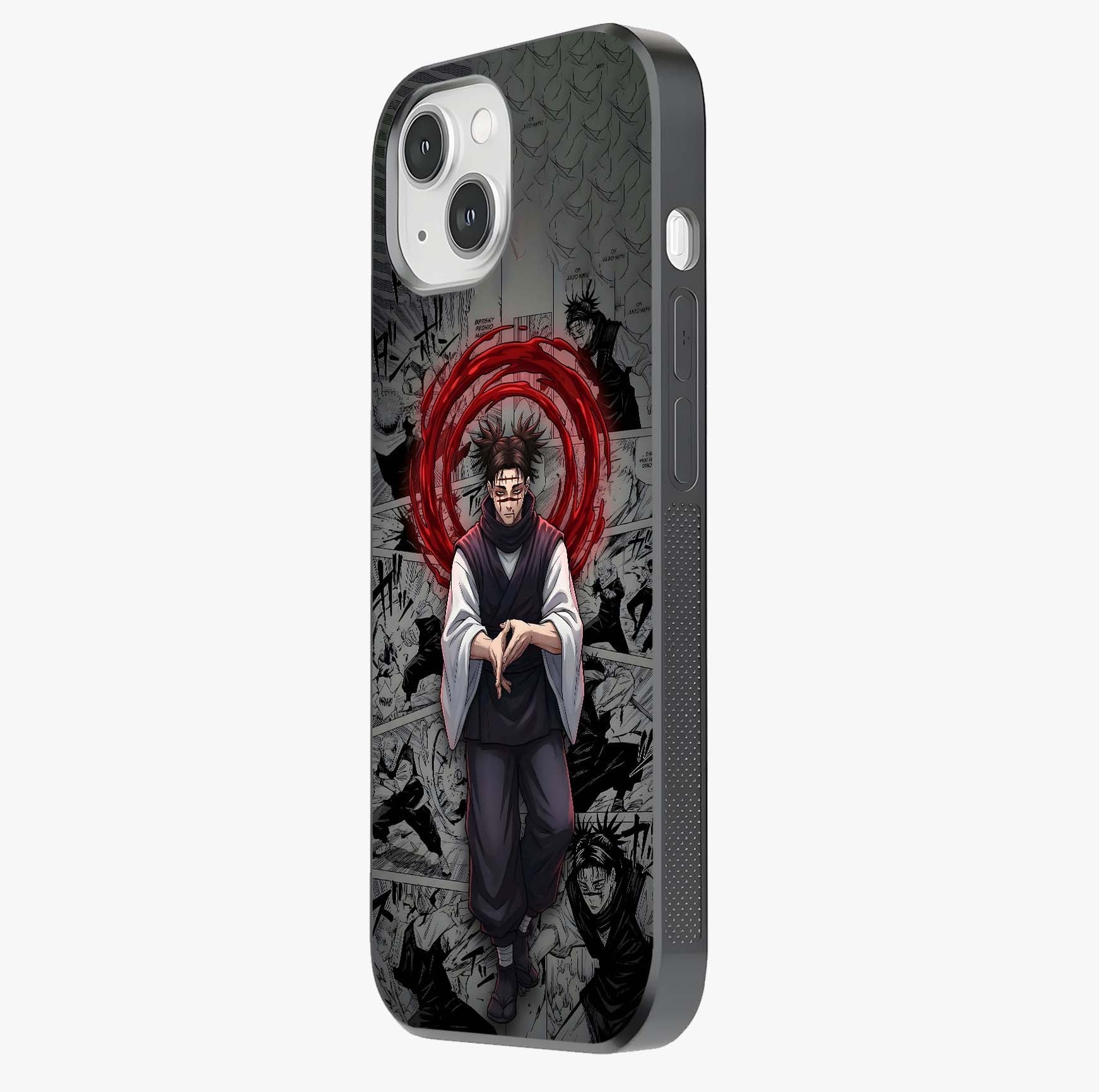 Cursed Ritual Ascension Glass Case photographed in natural light showing reflective finish and design depth.