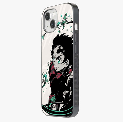 Demon Slayer Glass Case photographed in natural light showing reflective finish and design depth.