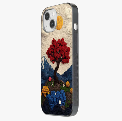Eternal Nature Tapestry Glass Case photographed in natural light showing reflective finish and design depth.