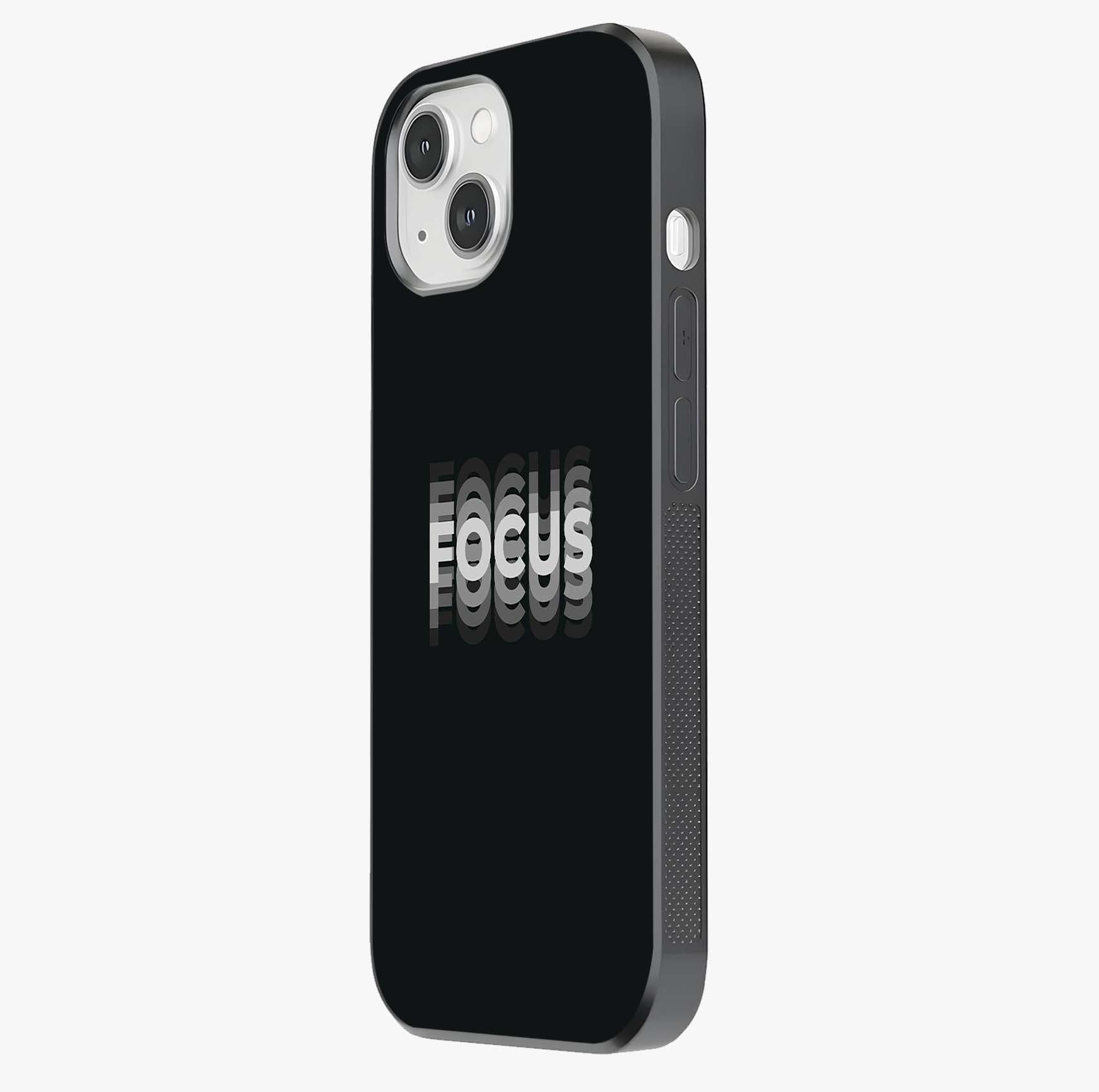 Focus Mode On Glass Case photographed in natural light showing reflective finish and design depth.