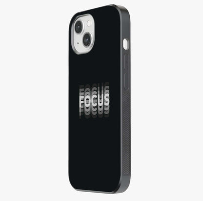 Focus Mode On Glass Case photographed in natural light showing reflective finish and design depth.