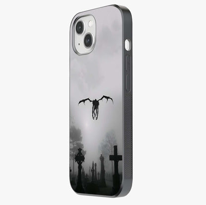 Graveyard Shadow Descent Glass Case photographed in natural light showing reflective finish and design depth.