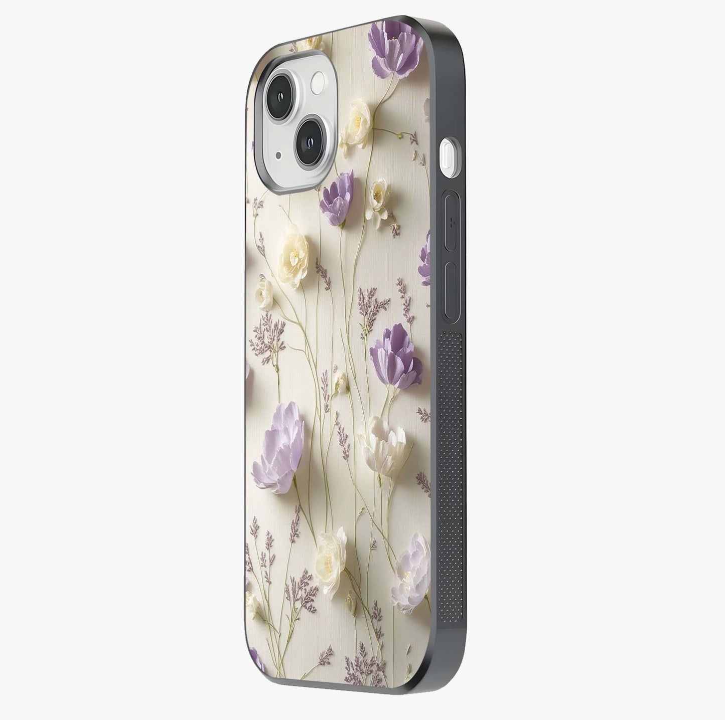 Lilac Breeze Harmony Glass Case photographed in natural light showing reflective finish and design depth.