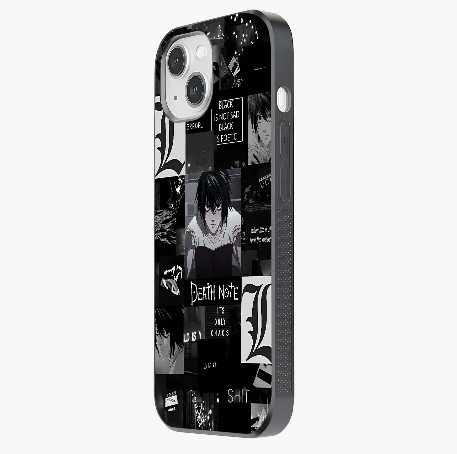 Midnight Chaos Mind Glass Case photographed in natural light showing reflective finish and design depth.