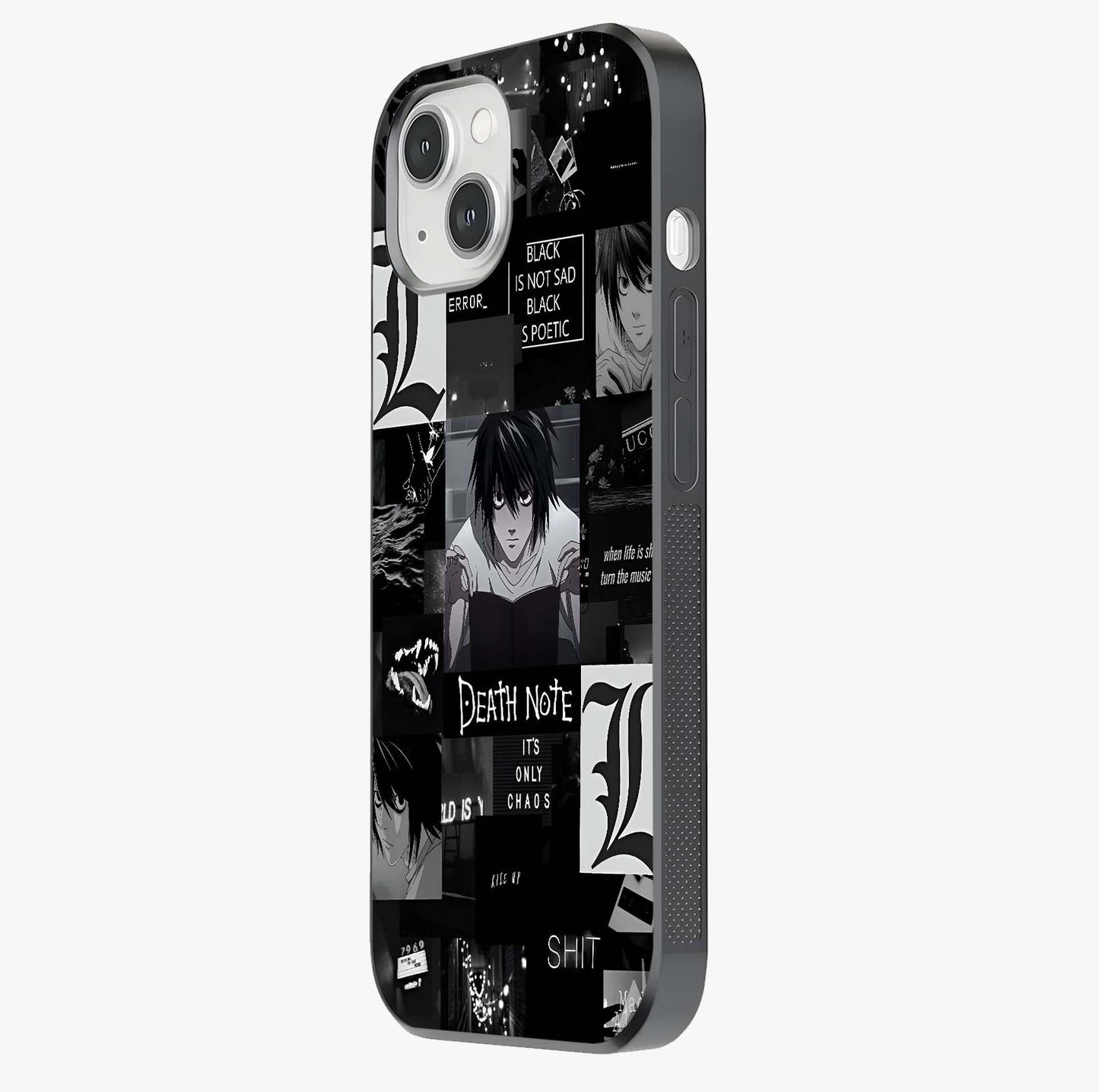 Midnight Chaos Mind Glass Case photographed in natural light showing reflective finish and design depth.