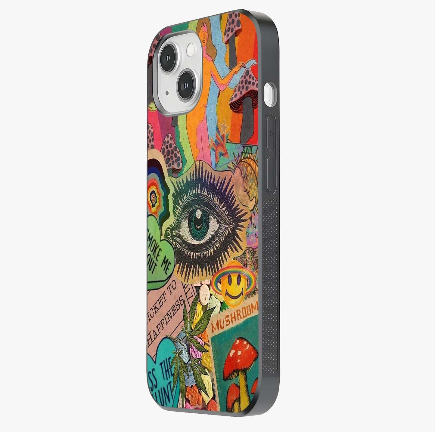 Mystic Eye Wonderland Glass Case photographed in natural light showing reflective finish and design depth.