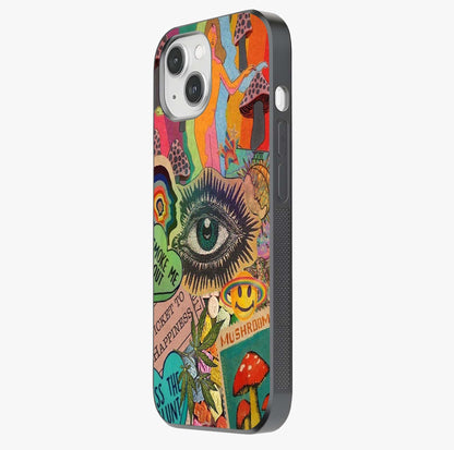 Mystic Eye Wonderland Glass Case photographed in natural light showing reflective finish and design depth.