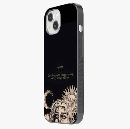 Mystic Victory Aura Glass Case photographed in natural light showing reflective finish and design depth.