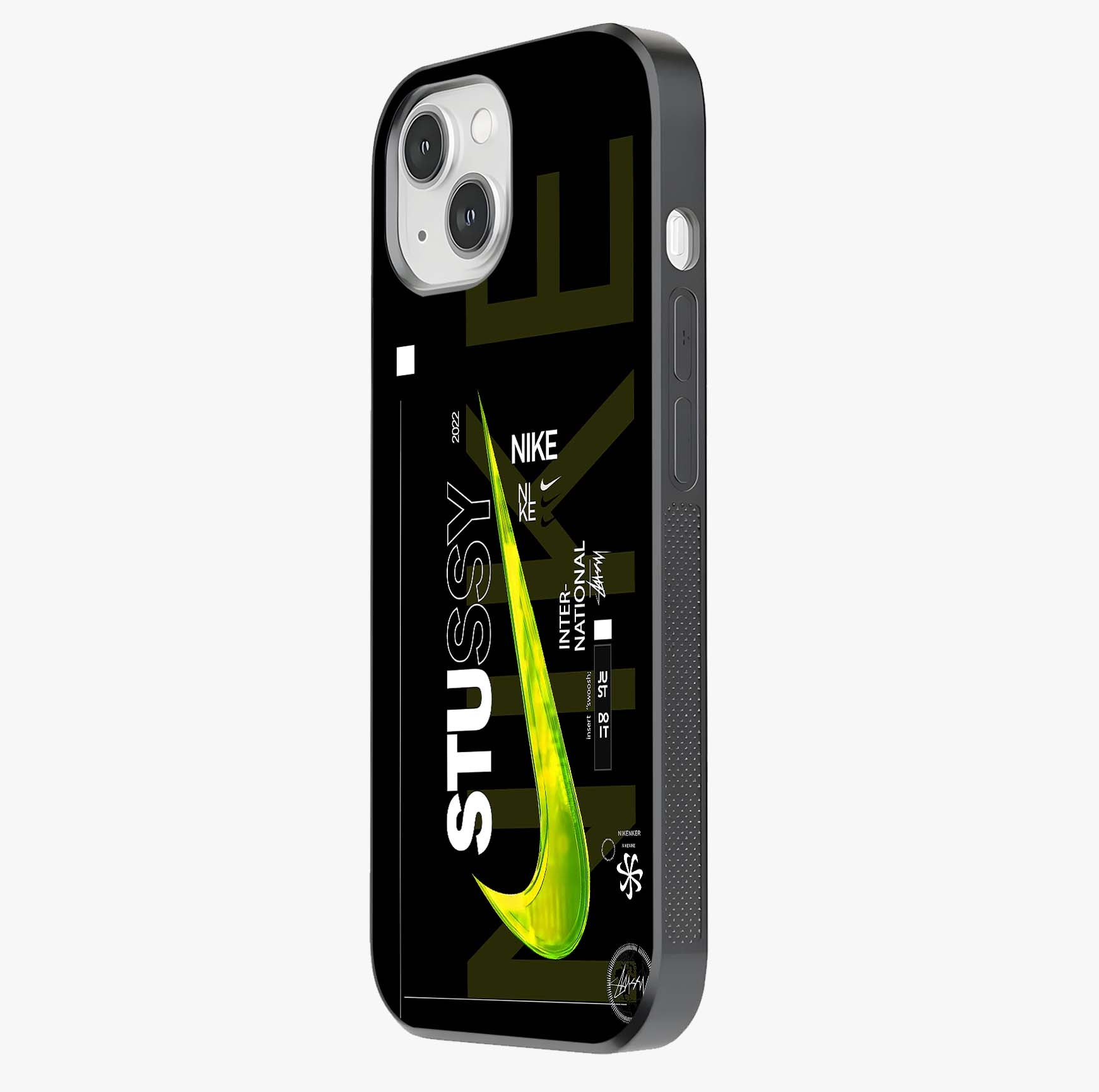 Neon Street Edition Glass Case photographed in natural light showing reflective finish and design depth.