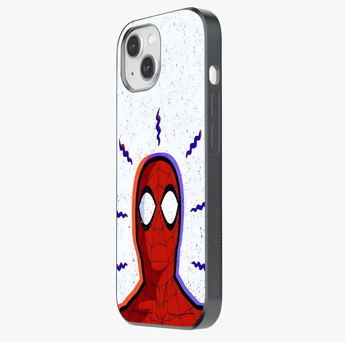 Omg Spiderman Glass Case photographed in natural light showing reflective finish and design depth.