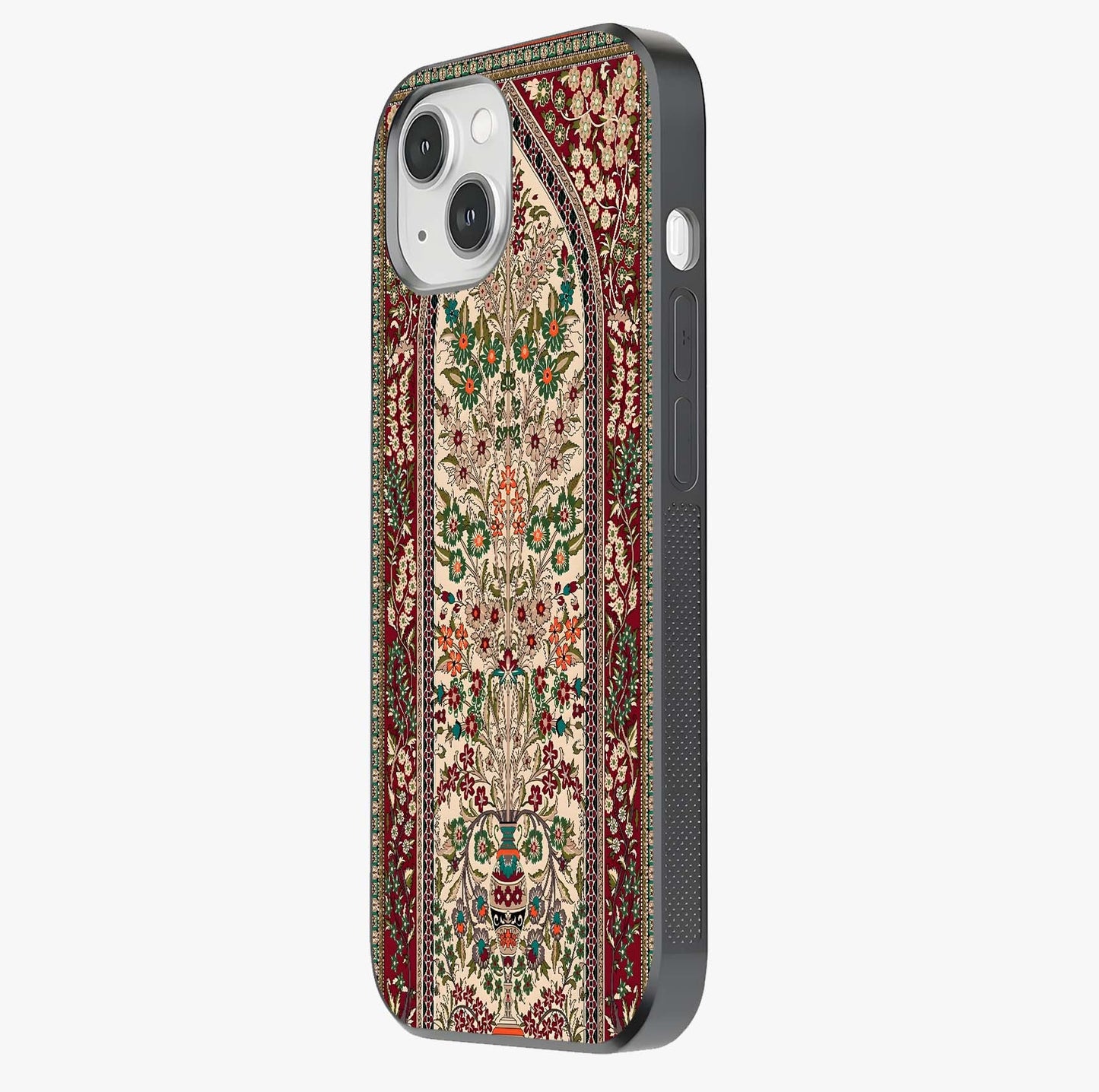 Persian Inspired Glass Case photographed in natural light showing reflective finish and design depth.