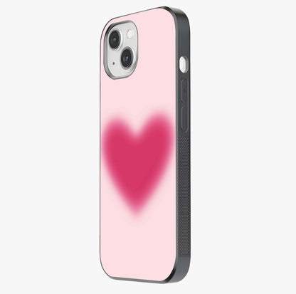 Pink Aura Heart Glass Case photographed in natural light showing reflective finish and design depth.