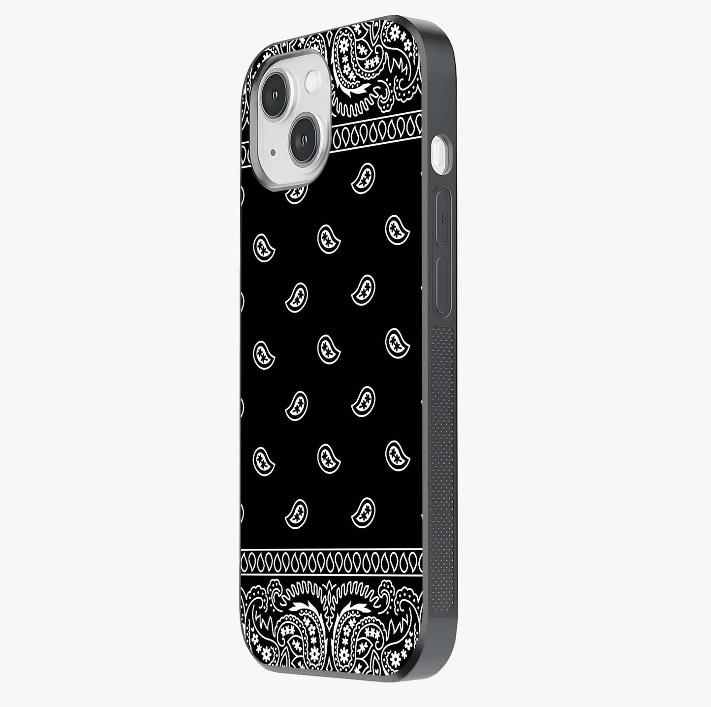 Retro Rebel Threads Glass Case photographed in natural light showing reflective finish and design depth.
