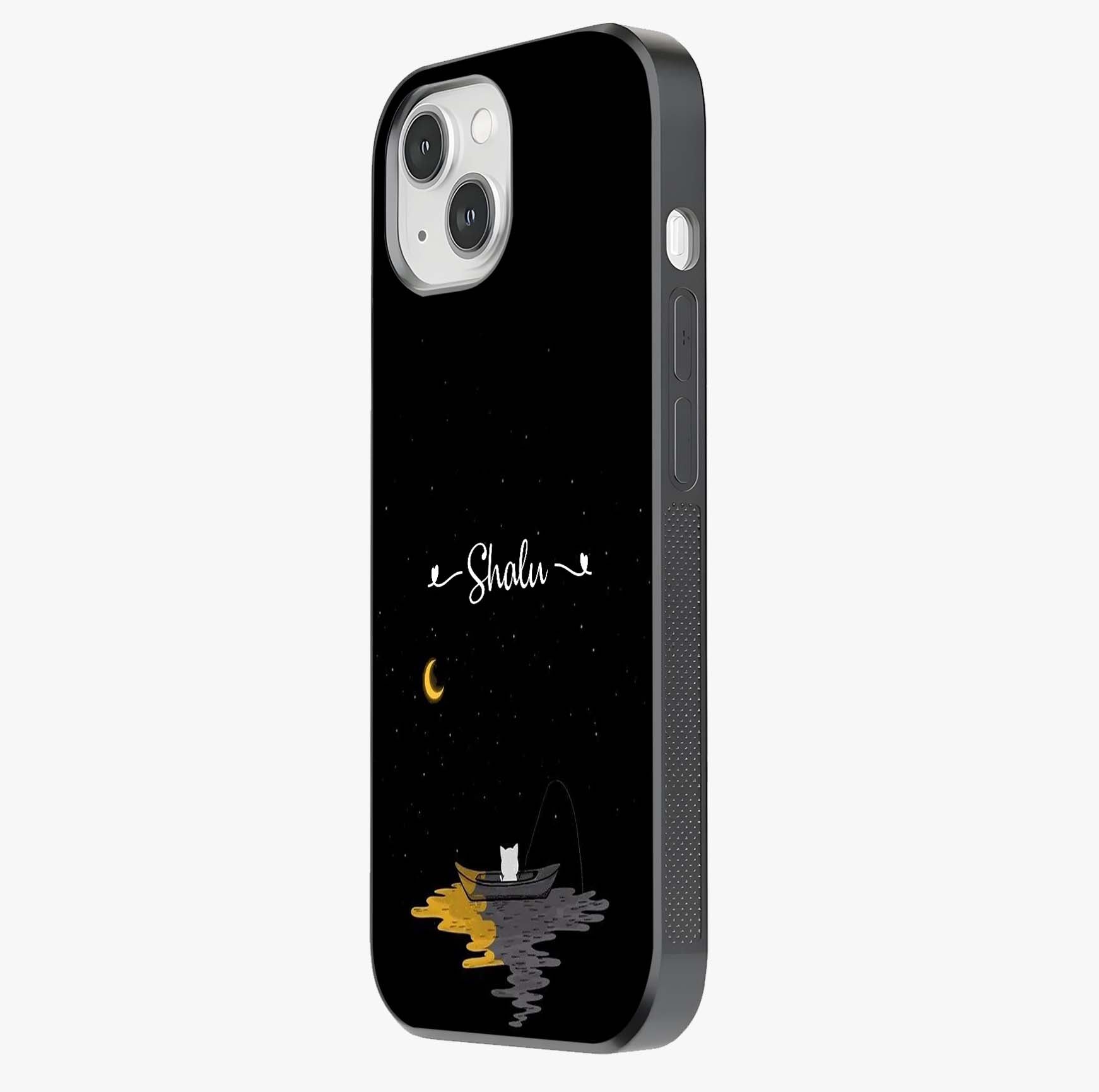 Silent Night Row Glass Case photographed in natural light showing reflective finish and design depth.