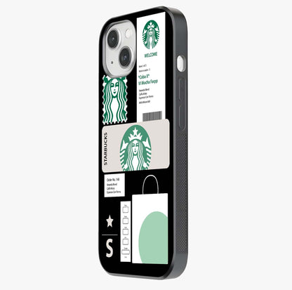 Starbucks Mocha Glass Case photographed in natural light showing reflective finish and design depth.