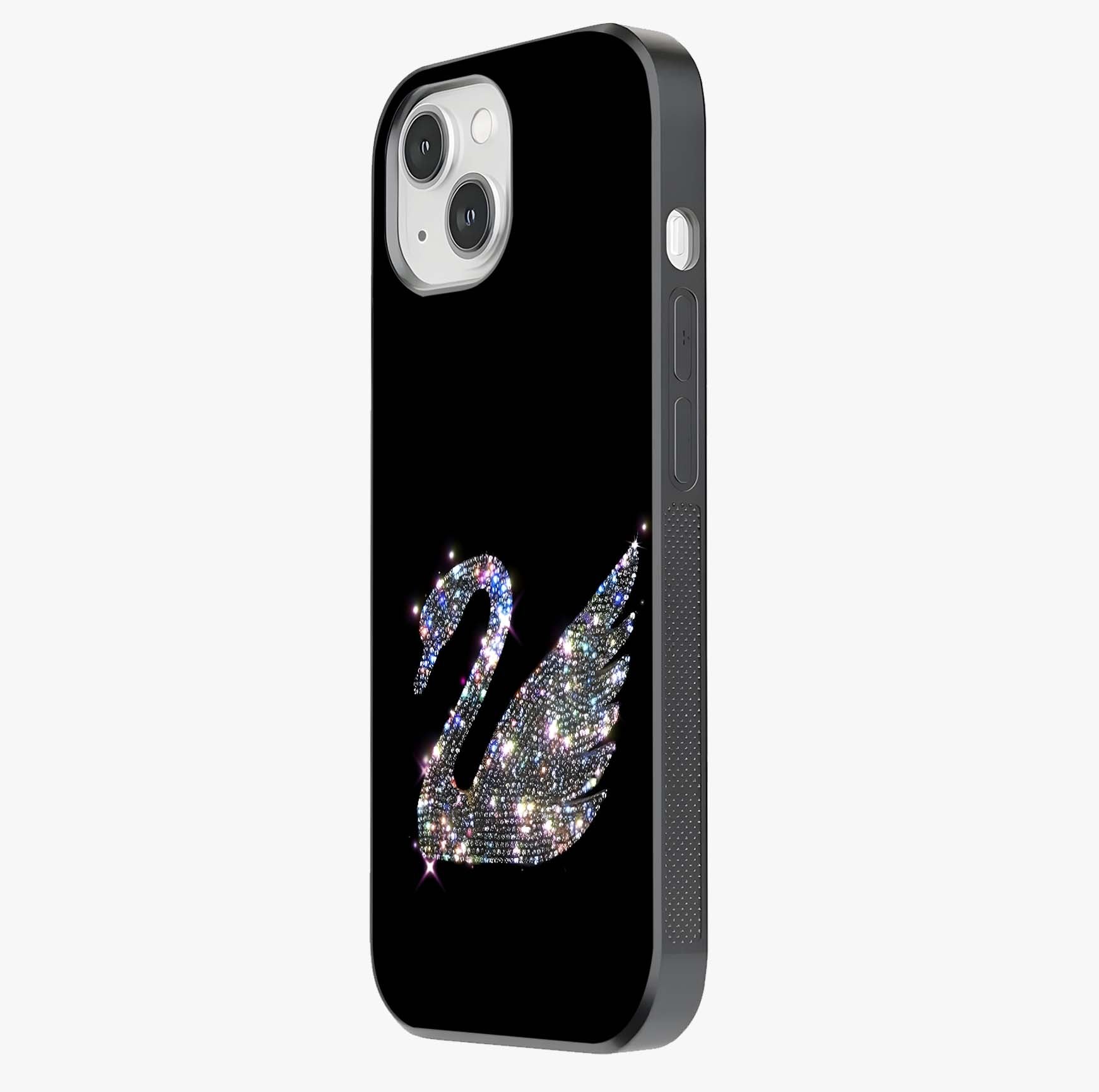 Starlit Swan Grace Glass Case photographed in natural light showing reflective finish and design depth.