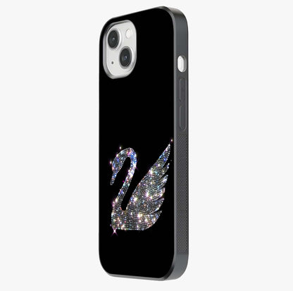 Starlit Swan Grace Glass Case photographed in natural light showing reflective finish and design depth.