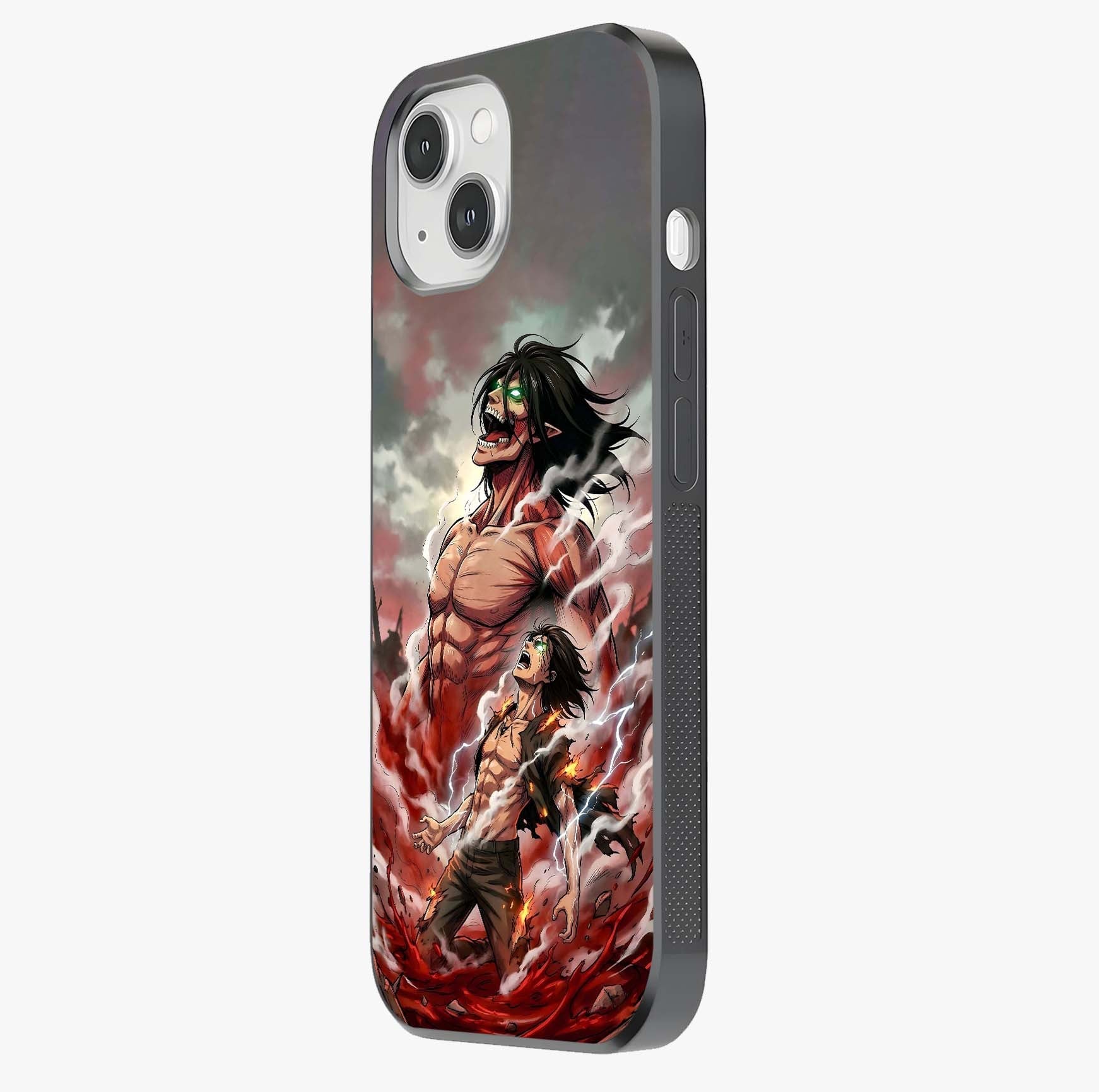 Titan Awakening Fury Glass Case photographed in natural light showing reflective finish and design depth.