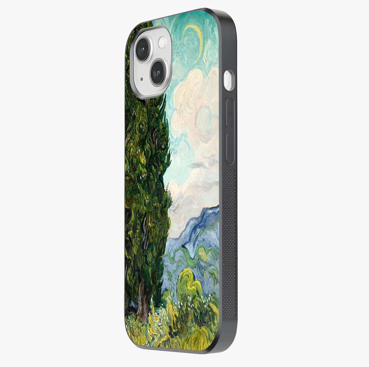 Van Gogh Vintage Art Glass Case photographed in natural light showing reflective finish and design depth.