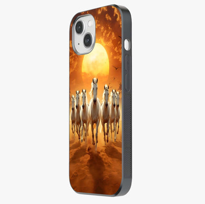 Wild Sunset Majesty Glass Case photographed in natural light showing reflective finish and design depth.