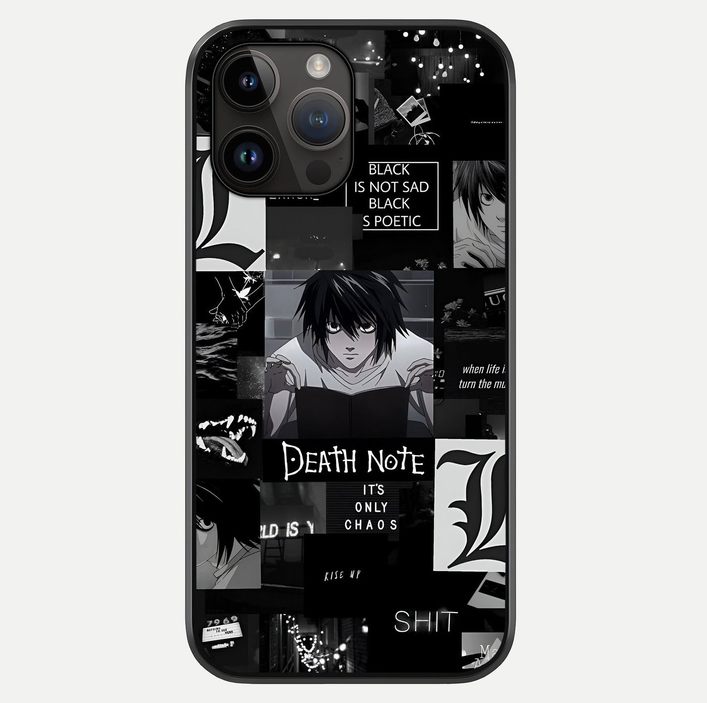Midnight Chaos Mind Glass Case showing full back design in clean flat view with glossy glass finish.
