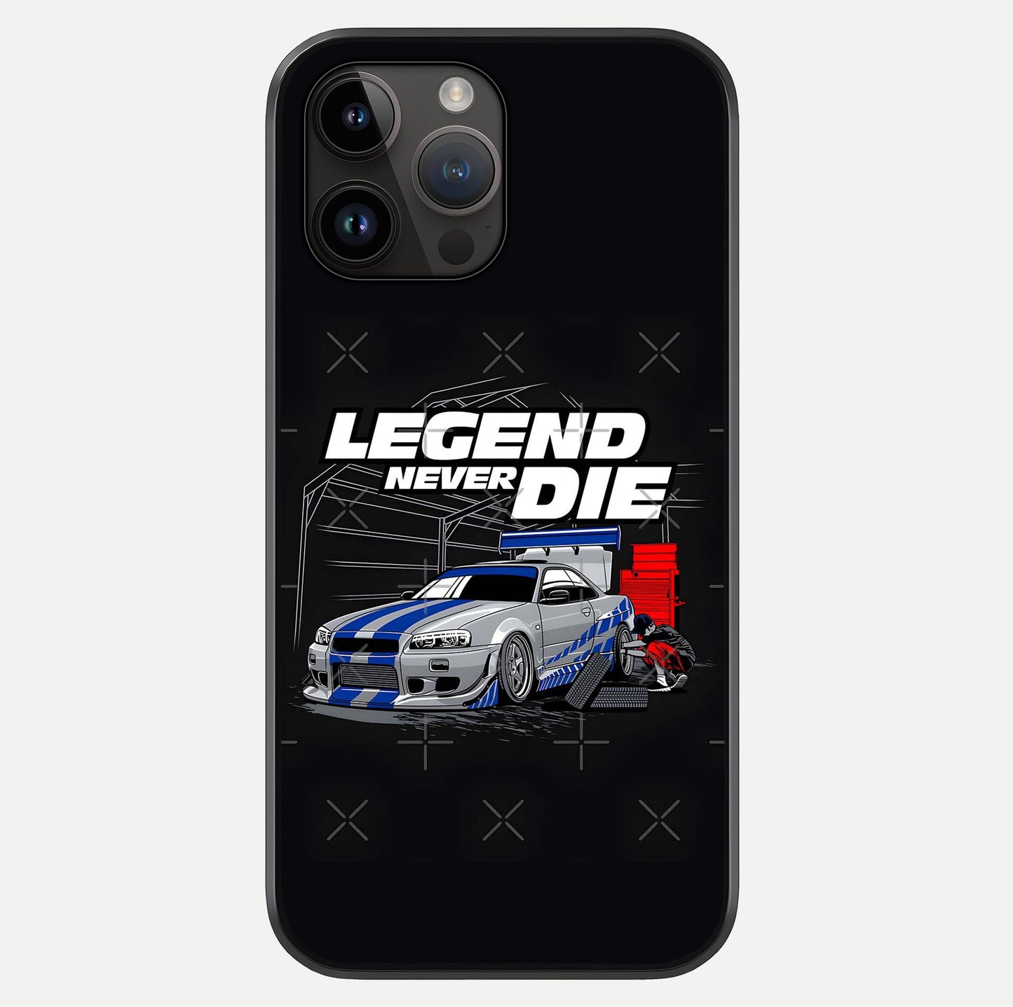 Midnight Racing Legacy Glass Case showing full back design in clean flat view with glossy glass finish.