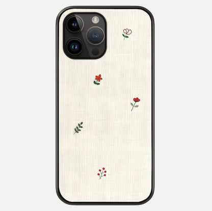 Minimal Petal Whispers Glass Case showing full back design in clean flat view with glossy glass finish.