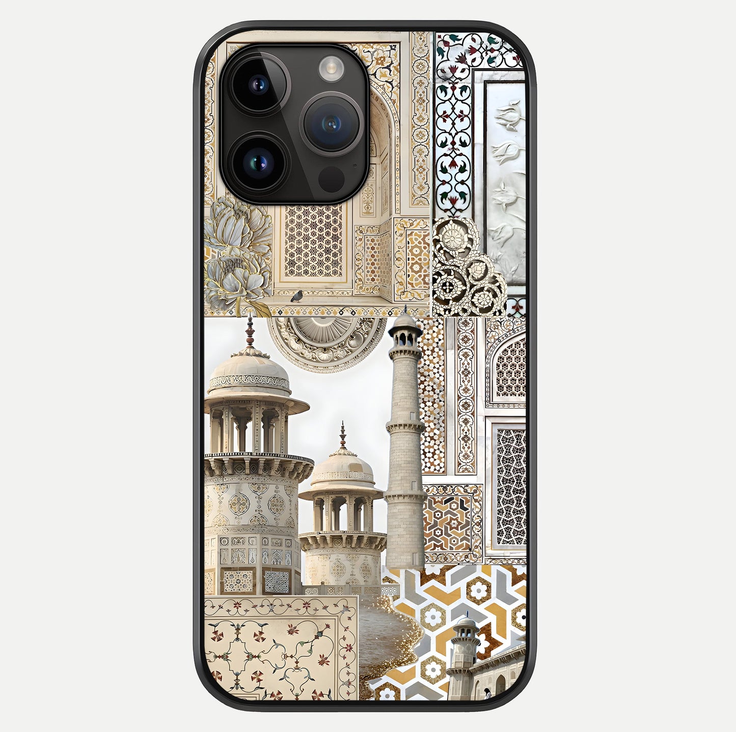 Mughal Marble Legacy Glass Case showing full back design in clean flat view with glossy glass finish.