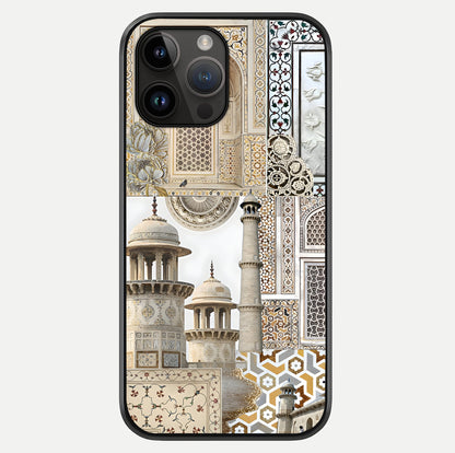 Mughal Marble Legacy Glass Case showing full back design in clean flat view with glossy glass finish.