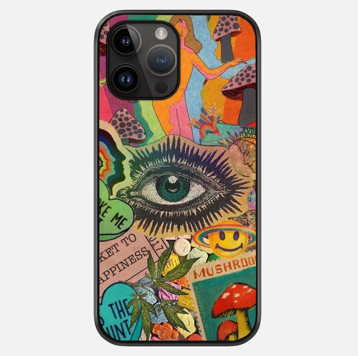 Mystic Eye Wonderland Glass Case showing full back design in clean flat view with glossy glass finish.